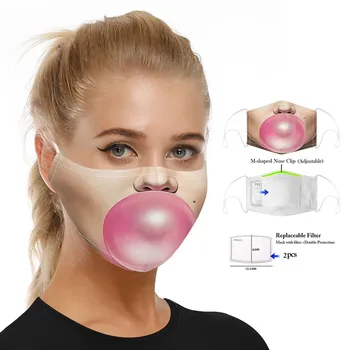 

Women Men Children Mouth Masks Monroe Colorful Blow Bubbles Printed Reusable Air Pollution Prevent Dust-Proof Face Mask 2Filters