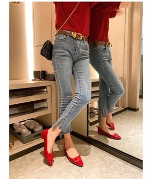 

Genuine Leather Pointed Toe Dress Loafers Shoes Woman Spring 2020 Scarpe Donna Mujer Schuhe Bayan Ayakkabi