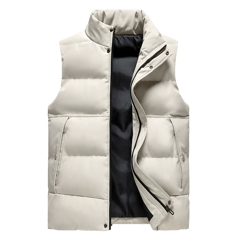 New Men's Autumn Winter Korean vers Trend Stand Collar Jacket Thickened Sleeveless Vest Casual Shoulder Versatile Cotton Coat