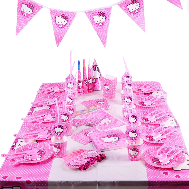 

Hello Kitty Birthday Party Decoration Toys Anime Action Figure Model Christmas halloween Napkin Paper Cup home life supplies