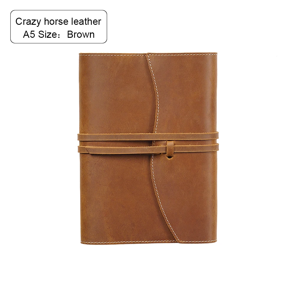 Brown A5 Натуральная кожа блокнот планировщик обложка книги А5 А6 для MD дневник Bullet Journal Рисование Sketchbook - Цвет: Brown A5