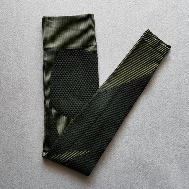 Black green pants Женский комплект для йоги с длинным рукавом, Лоскутная Одежда для спортзала, укороченный топ на молнии для тренировок и фитнеса+ Бесшовные Леггинсы с высокой талией, спортивный костюм из 2 предметов - Цвет: Black green pants