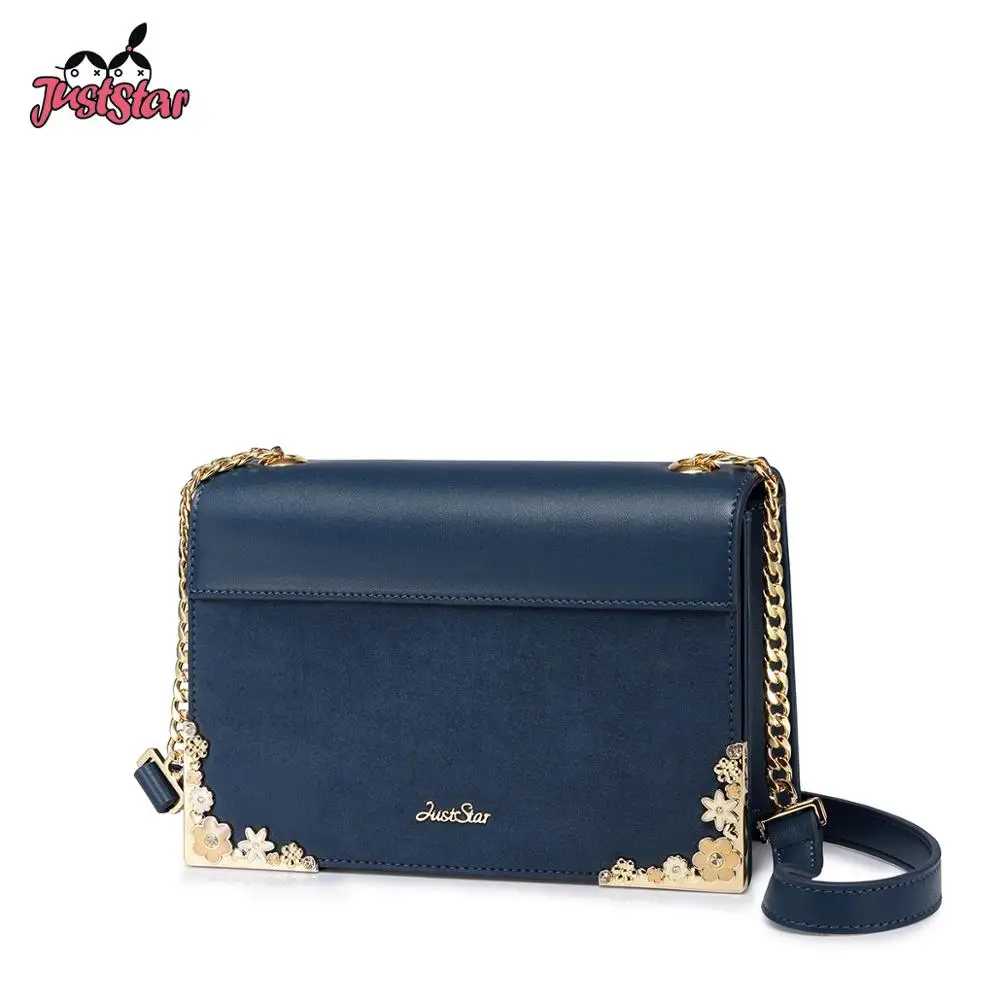 

JUST STAR Brand PU Leather Messenger Purse Fashion Flap Chains Women's Crossbody Bags