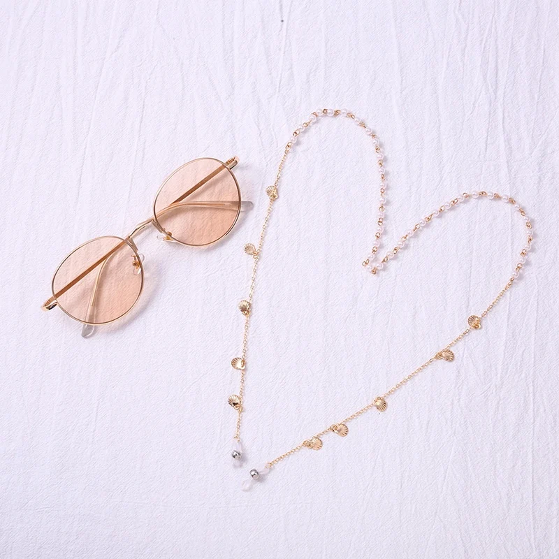 Glasses Decorative Jewelry Pearl Alloy Shell Glasses Chain Fashion Glasses Accessories Non-Slip Glasses Lanyard