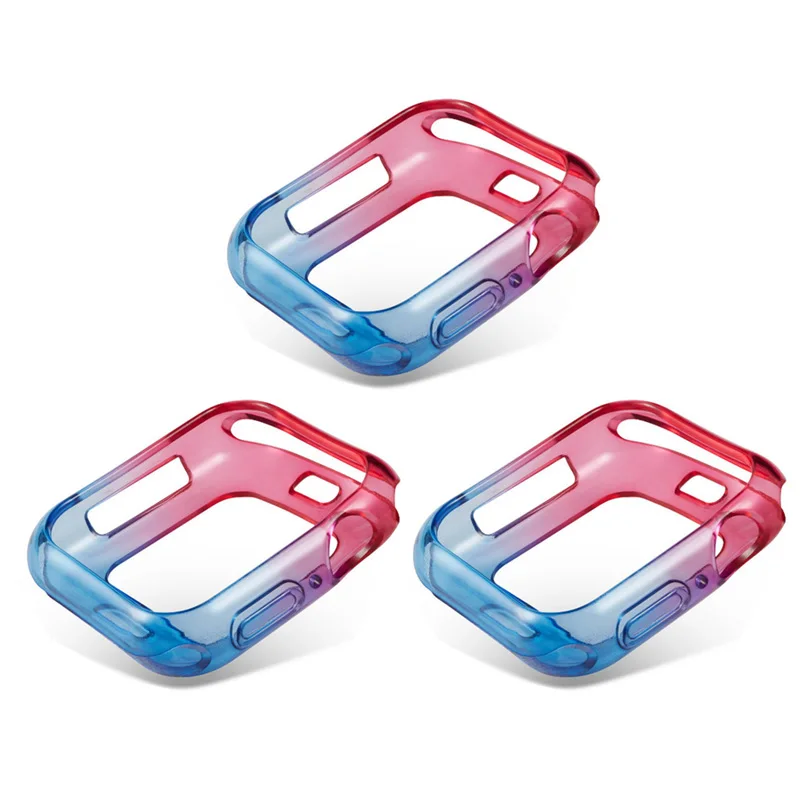 Red Blue Case ALPQ 3 шт./лот ультра-тонкий мягкий чехол из ТПУ для Apple Watch 40 мм 44 мм защитный чехол Coque для iWatch 4 Сопротивление падению - Цвет: Red Blue Case