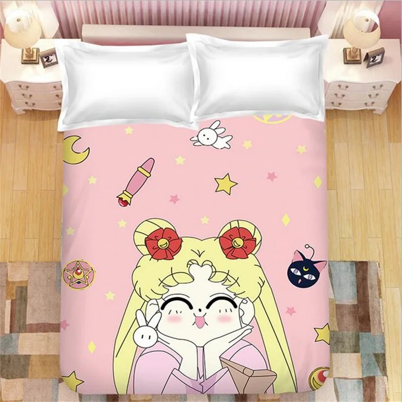 

Japanese Anime Flat Bed Sheet Twin Full Queen King Single Double Size Sailor Moon Chi-bi Maruko Teenage Girl Dorm Textiles