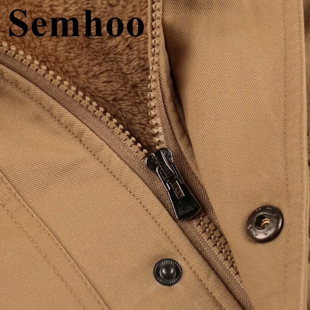 Autumn Winter Jacket Men New Plus Size Loose Men's Hooded Plus Velent Thicken Warm Washed Cotton Army Mens Jackets And Coats