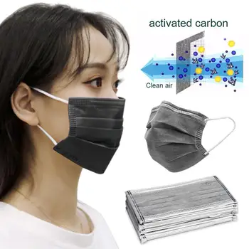 

Practical 10/50Pcs Disposable 3 Layers Activated Carbon Anti-fog Anti-dust Mouth Mask Prevent spread of saliva men women mask