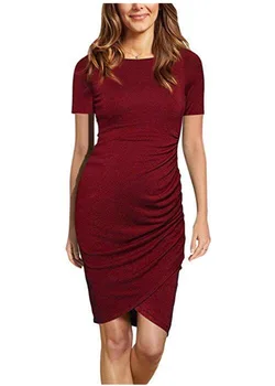 

Womens Maternity Dress Bodycon Ruched Short Sleeve Mermaid Dress Pregnancy Skirt Premama Baby Shower Flattering Pregnant Dress