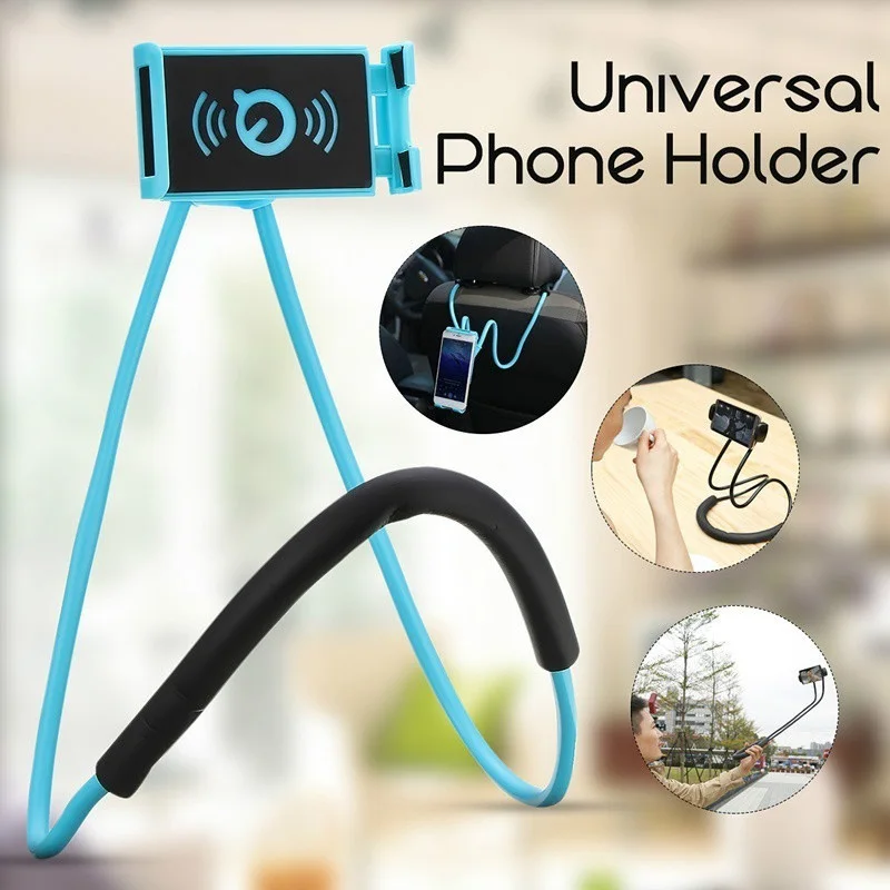 1pc Flexible Phone Stand Lazy Neck Hanging Bendable Holder Support for Mobile Phone PUO88