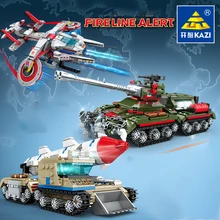 

KAZI Military Tank Missile Vehicle Aircraft Armed Soldiers Assembly Lighting Building Blocks Model Children's Bricks Toys Gift