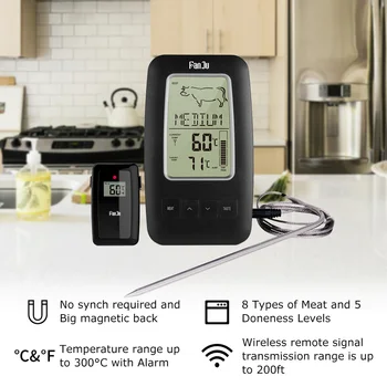 

Wireless Remote BBQ Thermometer Digital Cooking Meat Food Oven Thermometer Kitchen Tool sale NEW