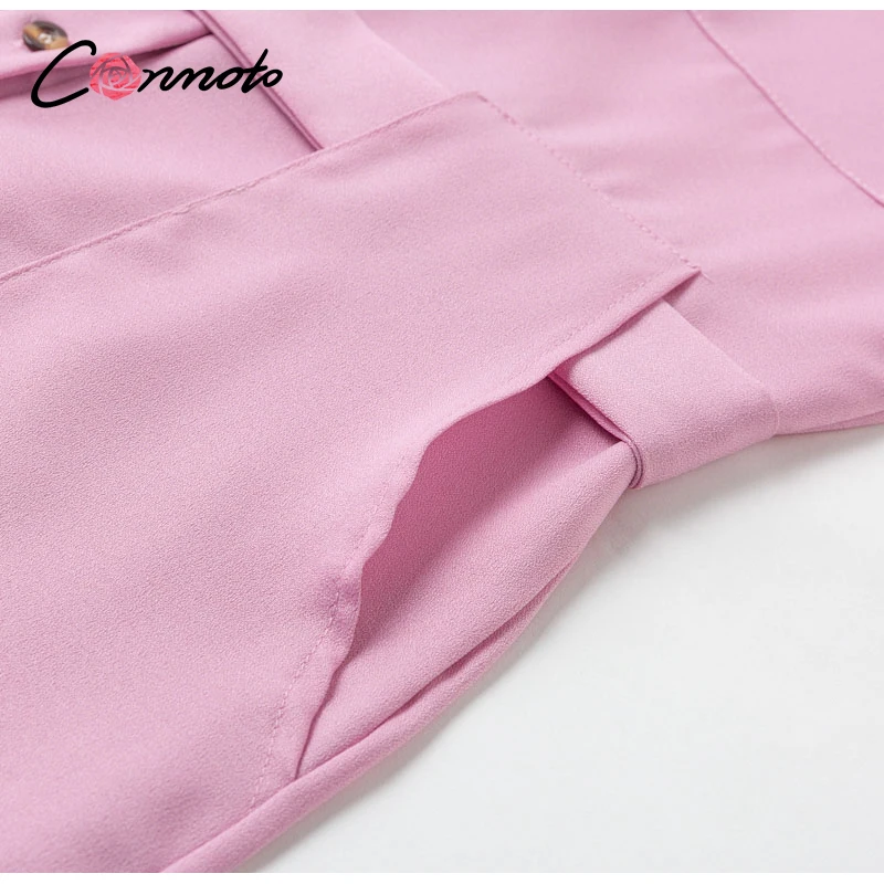 Conmoto sleevless summer 2020 solid pink jumpsuits rompers women pockets beach jumpsuits button sash casual plus size jumpsuit Conmoto sleevless summer 2020 solid pink jumpsuits rompers women pockets beach jumpsuits button sash casual plus size jumpsuit