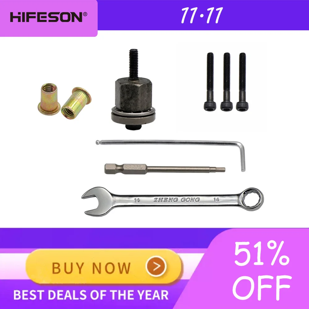 HIFESON Hand Rivet Nut Gun Head with 10 pcs Nuts Simple Rivet Nut Installation Manual Riveter Accessory for Nuts M3 M4 M5 M6 M8 afbeelding