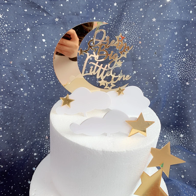 Yellow Moon Stars Cake Topper Raindrop Birthday Dessert Decoration Acrylic Cake Topper For Children S Day Party Cake Decorations Cake Decorating Supplies Aliexpress