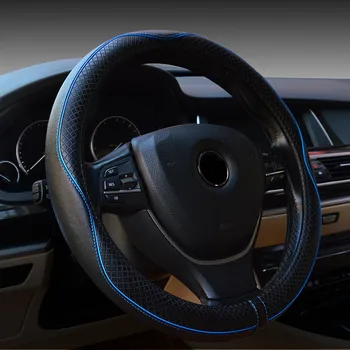 

Genuine Leather Embossing Car Steering Leather Cover 38cm Universal Interior Accessories for BMW Audi Benz Volkswagan Ford