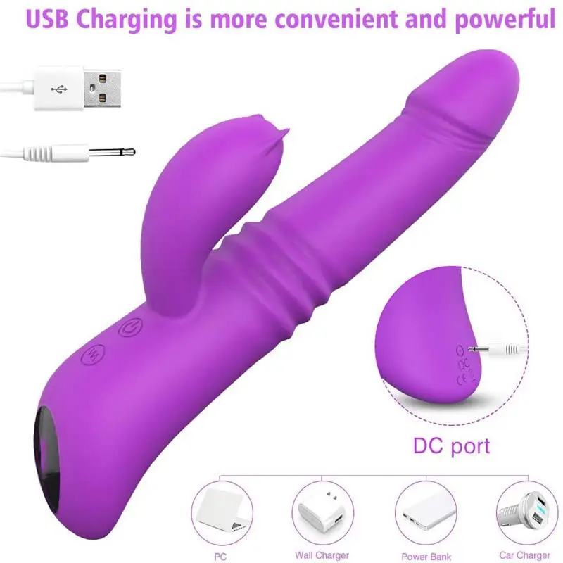 2 In 1 Thrusting Rabbit Vibrator+Rotating G Spot Vibrator ,Realistic Dildo Vibrator Clitoral Stimulator Sex Toy for Women 2