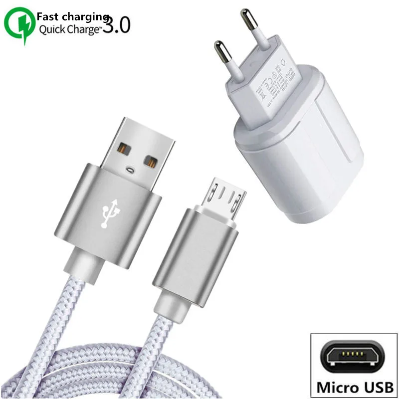 QC 3 0 зарядное устройство для быстрой зарядки usb кабель передачи данных Micro USB Huawei P