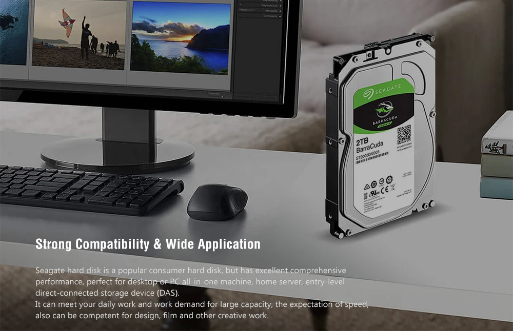 Seagate ST2000DM005 BarraCuda Series 2TB 3.5-inch Desktop Mechanical Hard Drive SATA Interface From Xiaomi youpin SATA 6Gb / s / Revolving Speed 5400rpm / 256MB Cache