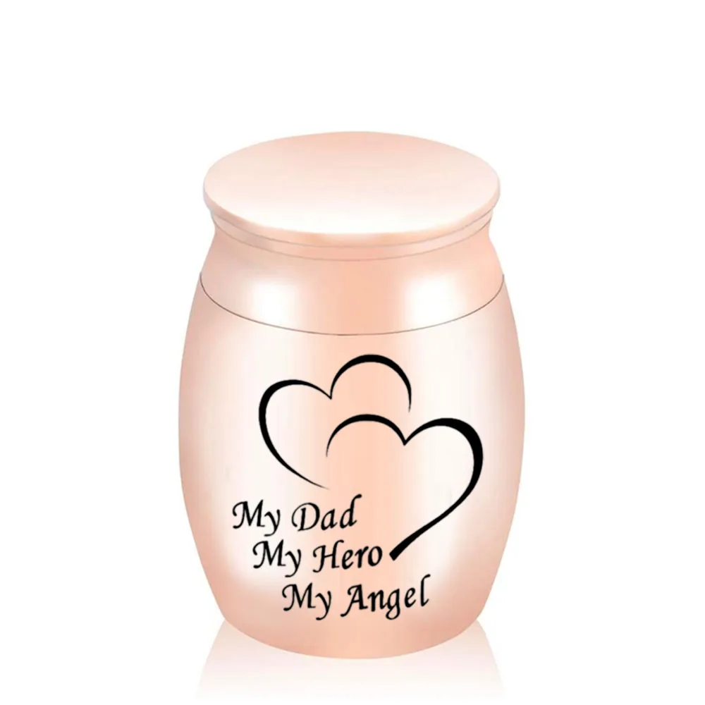 My Dad My Hero Angel Double Heart Funeral Urn for Human Ashes Cremation Ashes Keepsake Memorial Urn Jewellry