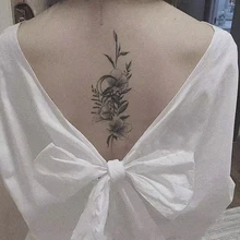 

Waterproof Temporary Tattoo Lily Floral Moon Body Art Fake Tattoo Flash Tatto Back Female