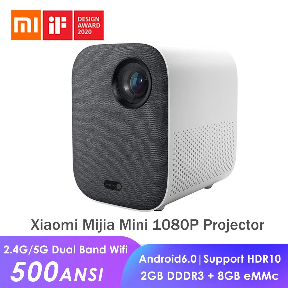 Xiaomi Mijia мини портативный проектор 1080p 500 ANSI люмен Android 6 0 WIFI 2 ГБ DDR3 + 8 Гб eMMC beamer MIUI ТВ