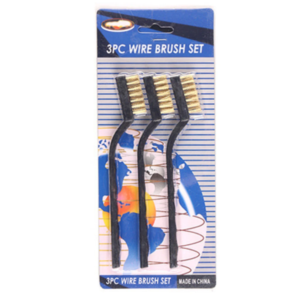Welding Slag Rust Scratch Durable Mini Wire Brush Set Hanging Masonry Industrial Curved Handle Cleaning Tool Home Doors