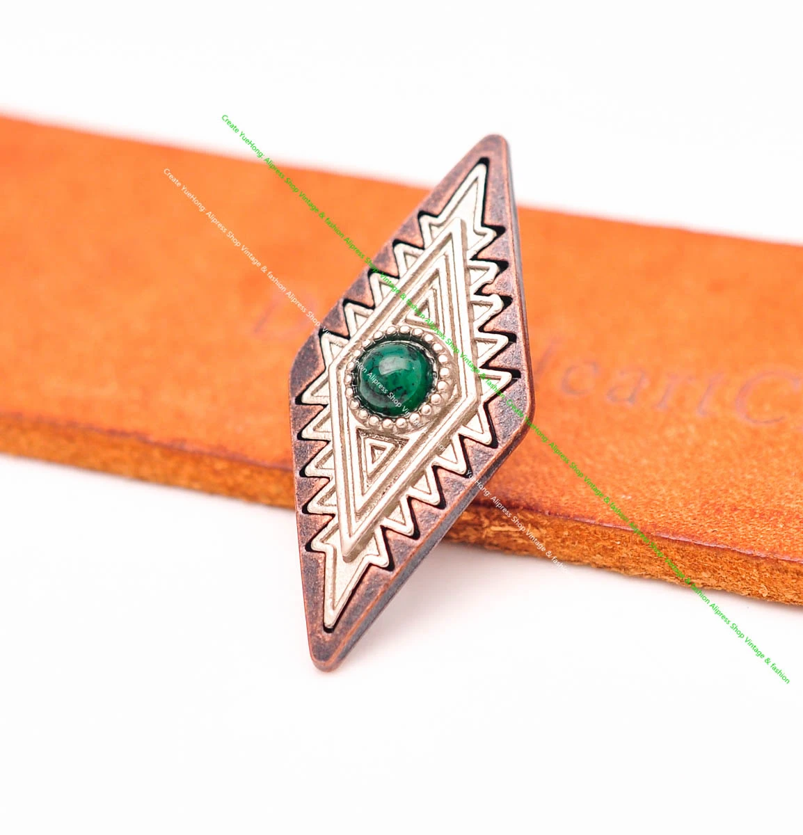 10pc antike kupfer weiß türkis leder handwerk gürtel sattel heft gepäck tasche koffer zubehör rhombus western conchos screw back – Detail 13