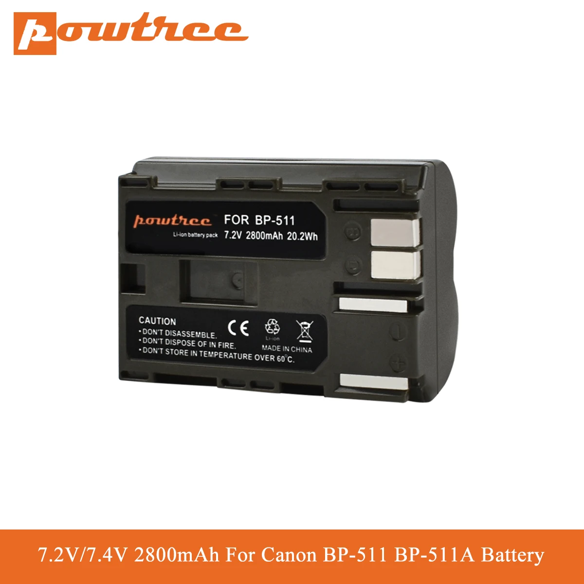 Powtree 2800 мА/ч BP 511 Батарея 511A BP511 для Canon G6 G5 G3 G2 G1 EOS 300D 50D 40D 30D 20D 5D MV300i цифровой Камера