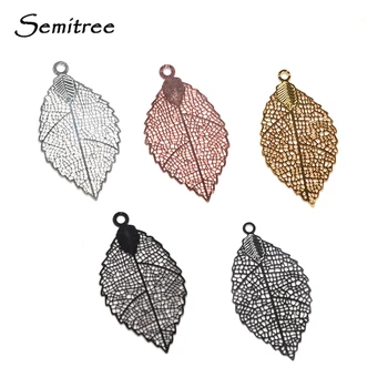 

10Pcs/Lot Hollow Leaf Pendant Charms Vintage Copper Leaves Jewelry Findings for DIY Crafts Earrings Necklaces Accessories