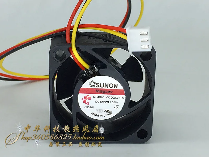 SUNON MagLev MB40201VX-000C-F99 12 В 1,38 Вт 4 см переключатель Вентилятор охлаждения