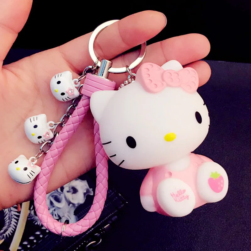 Милая розовая кукольная цепочка с рисунком hello kitty, брелок для ключей, женский модный брелок для ключей, сумка для девочек, подвеска, ювелирный подарок