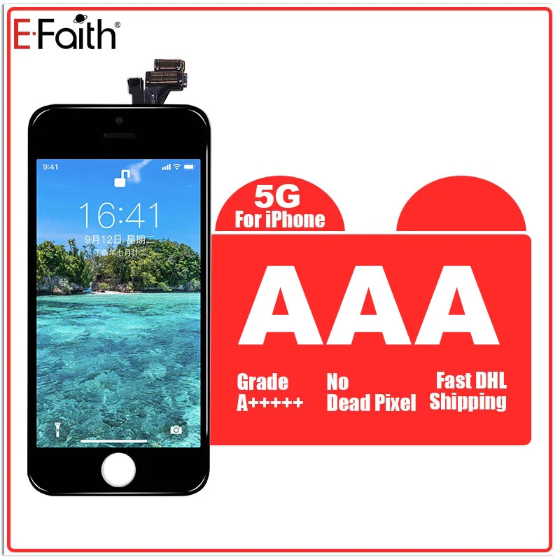 EFaith 20 шт./партия A+++ качественный ЖК-дисплей для iPhone 5 5G 5S 5C ЖК-Замена с сенсорным экраном Белый и черный - Цвет: 5G Black