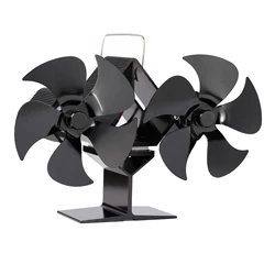 5 Blade Black Fireplace fan Heat Powered Stove Fan Log Wood Burner Eco Fan Quiet Home Fireplace Fan Efficient Heat Distribution