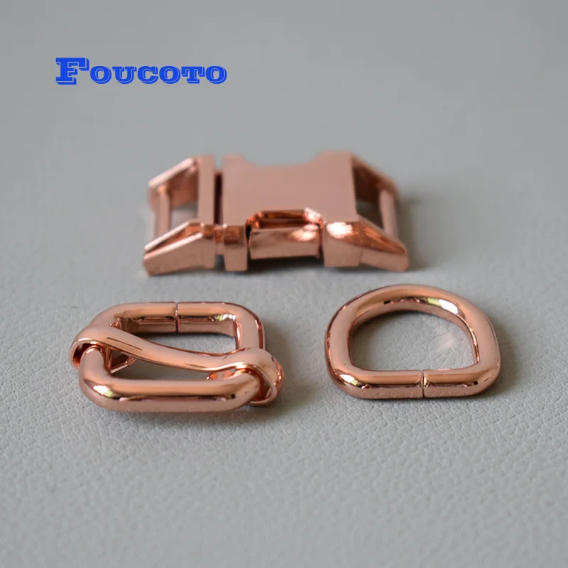 

20 sets metal buckles D rings adjusters belt-buckles slider hardware 15mm webbing for dog collar straps handmade accessories