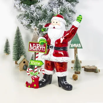 

Color Painted Resin Santa Claus Christmas Ornaments Winter Holiday Figurines Home Party Decorations Crafts Gifts Christmas Decor