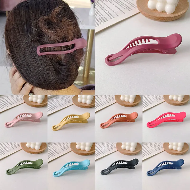 designer head scarf Matte Plastic Duckbill Clip Candy Color Seamless Hair Claw for Women Girls Hair Crab Clamps Face Wash Hairpin Hair Accessories Hairclip