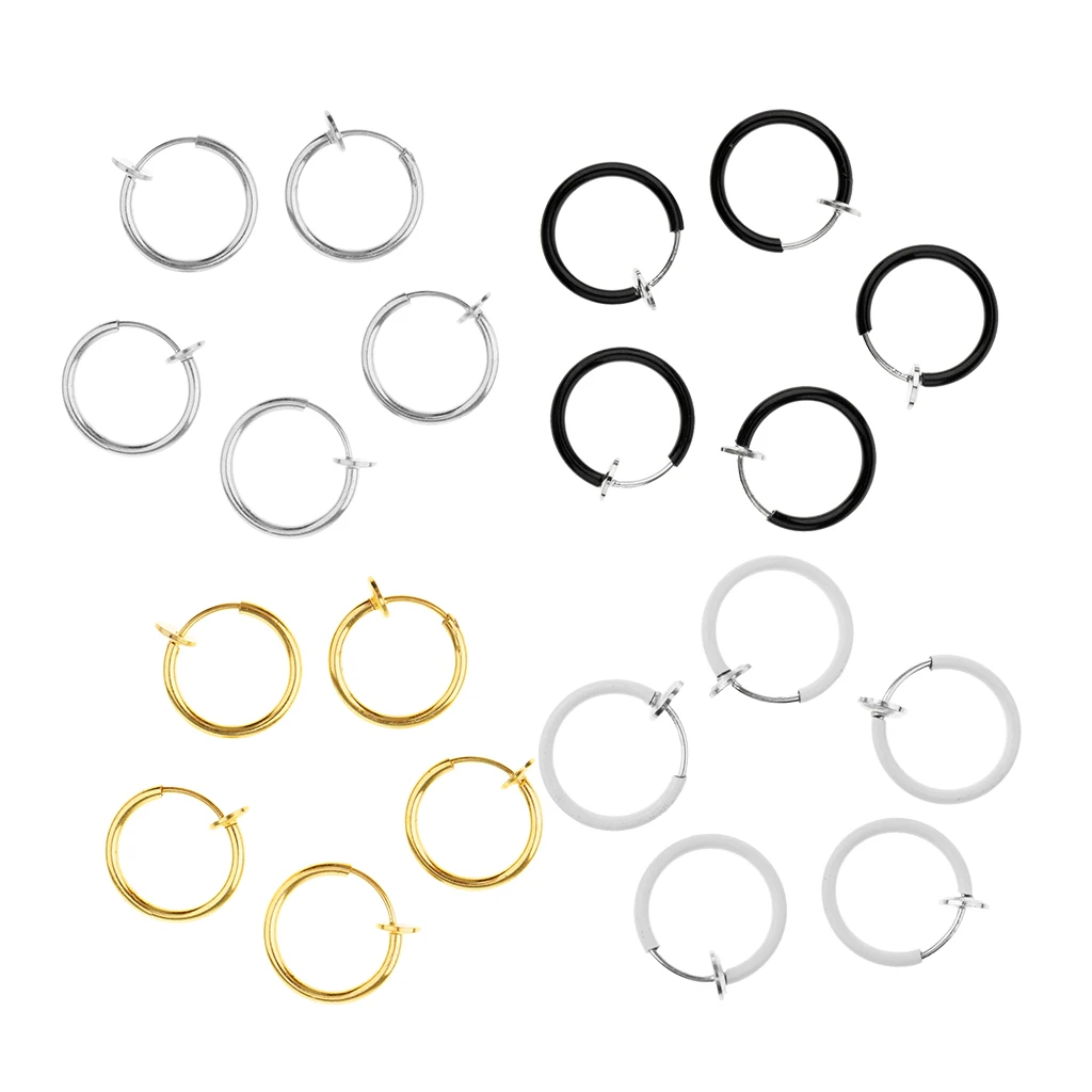 5 Pieces Illusion Clip On Nose Ear Septum Lip Eyebrow Ear Versatile Ring No-piercing Body Jewelry Women Mens