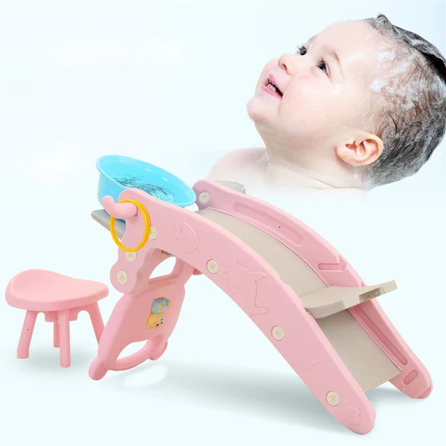 IMBABY Multifunction Kids Slide Children's Rocking Horse Slide 4 in 1 Indoor Baby Wash Hair Bed for 0-6 Years Old Baby Play Toys 3