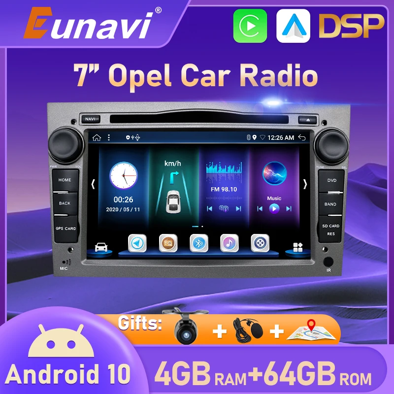 Eunavi 2 Din Android 12 DVD Multimedia GPS Car Radio For Opel Vauxhall Astra H G J Vectra Antara Zafira Corsa Vivaro Meriva Veda