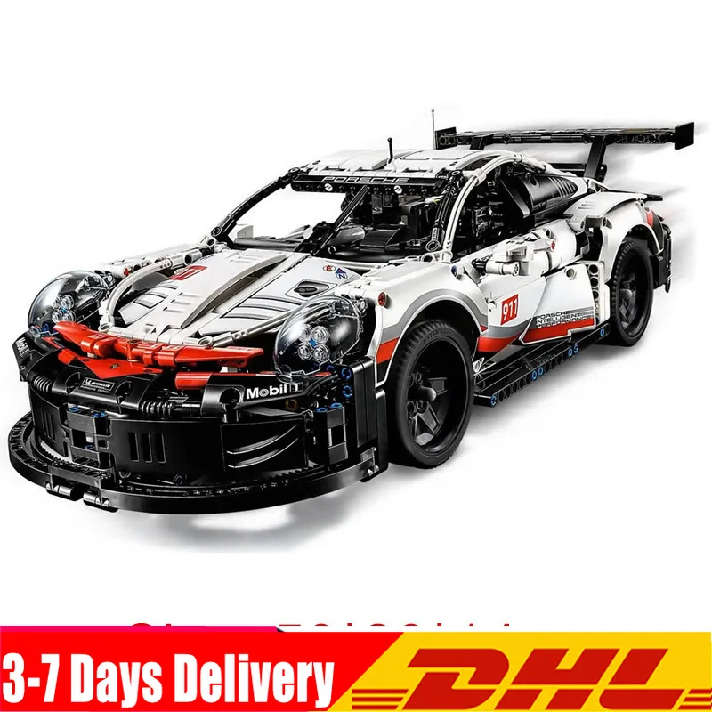 

DHL Technic Series Formula Racing Car 911 RSR Model 20097 90066 Compatible Legoings 42096 1580pcs Supercar Building Blocks Toy