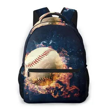 

School Bags for Teenage Boys Baby Cartoon School Bag Boy Baseball Burning In Fire Backpack