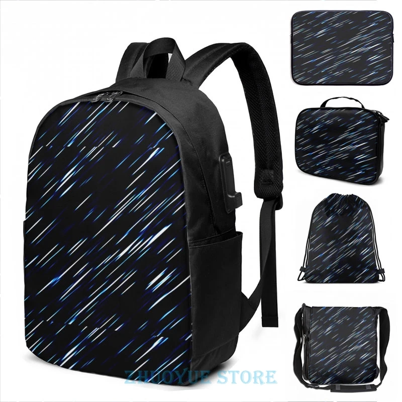 Мужской школьный рюкзак METEOR SHOWER темно-черный или синий с USB-зарядкой и