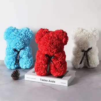 

2019 DropShipping 36cm with Heart Big Red Teddi Bear Rose Flower Artificial Decoration Christmas Gifts for Women Valentines Gift