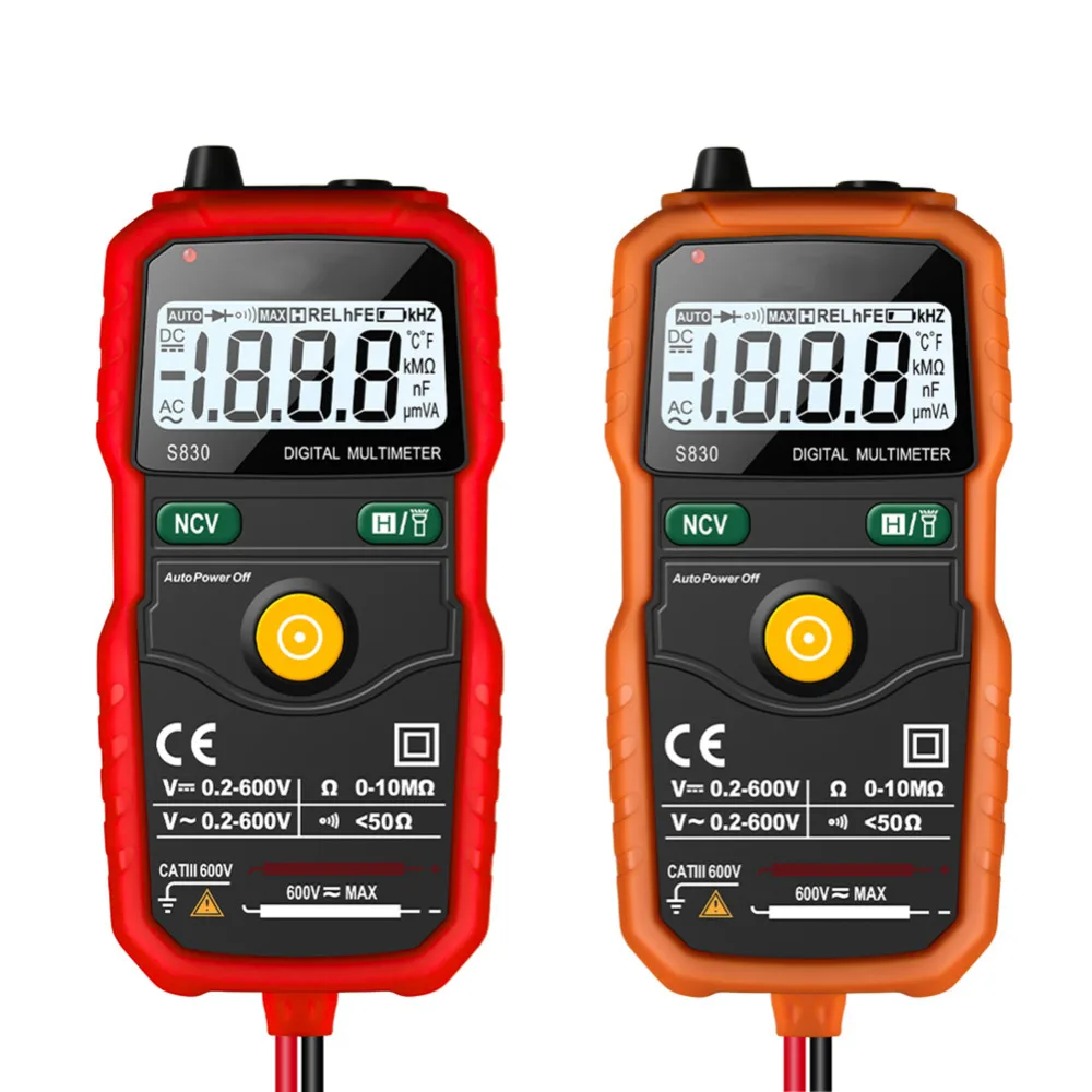 Бесконтактный NCV Цифровой мультиметр отсчитывает Автоматический диапазон переменного/постоянного тока 600 в измеритель напряжения вспышка светильник задний светильник большой экран A/D 200mA
