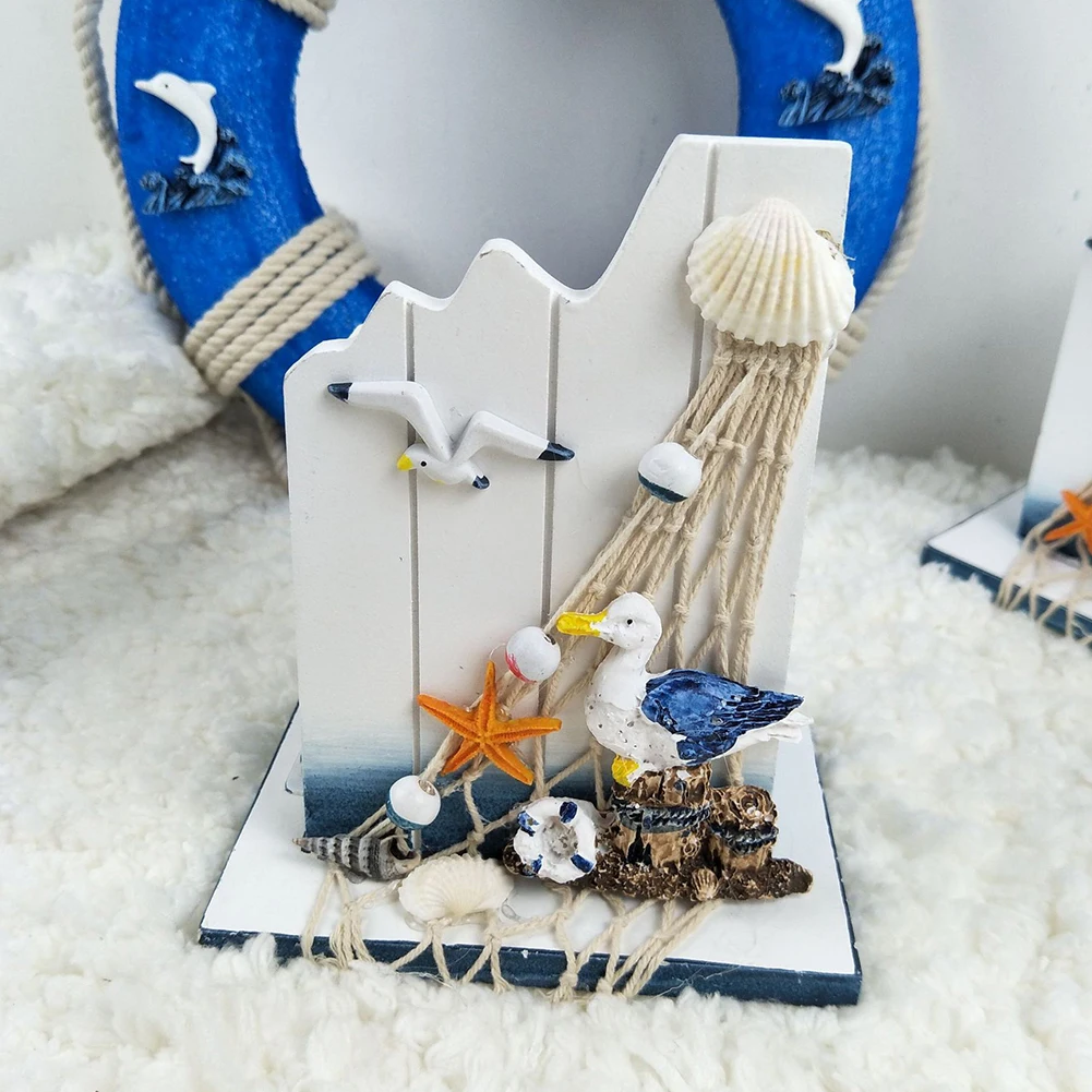 

Mediterranean Style Sea Gull Office Organizer Irregular Decoration Wooden Desk Stationery Students Pen Holder Craft Shell