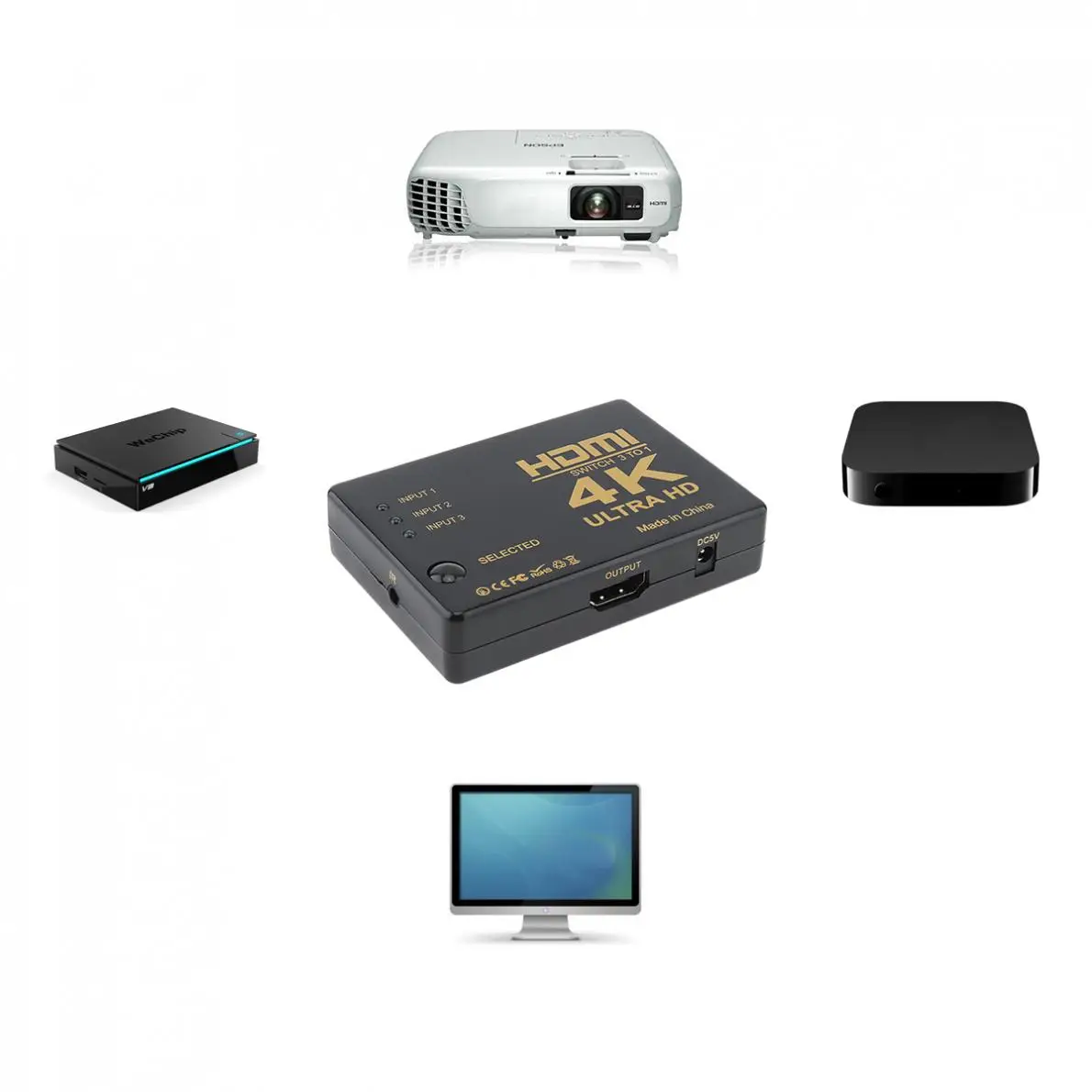 4K Ultra HD HDMI переключатель 3 в 1 коммутатор сплиттер коробка конвертер адаптер для DVD/HDTV/Xbox/PS3/PS4/Xiaomi