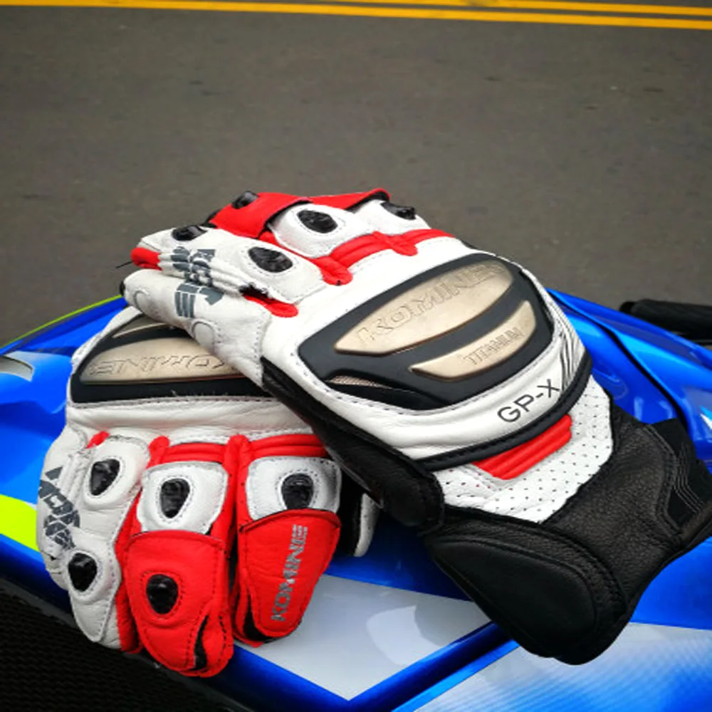 Free shipping motorcycle gloves Titanium motorcycle locomotive racing competitive leather gloves short motocicleta guantes moto