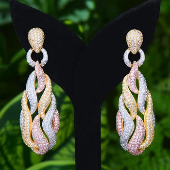 

missvikki Luxury Full CZ Dangle Earring For Noble Women Fashion Waterdrop Earrings ZIRCON Cross Bridal Wedding Earrings Jewelry