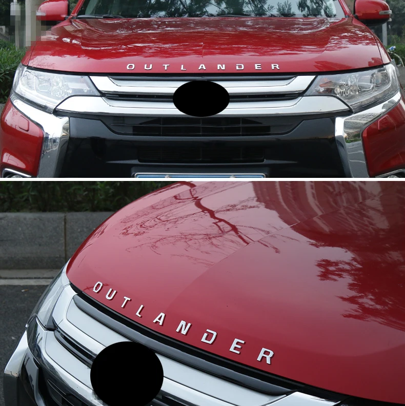 Для Mitsubishi Outlander хромированный автомобиль 3D буквы капот эмблема логотип знак, наклейка на автомобиль для Outlander текст 3D буквы аксессуары
